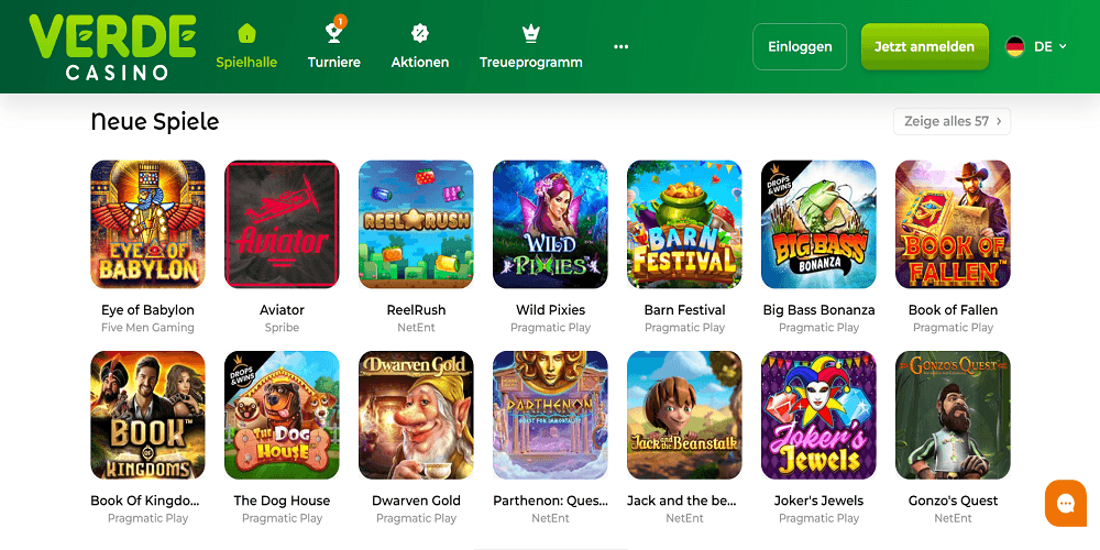 Verde Casino Automatenspiele